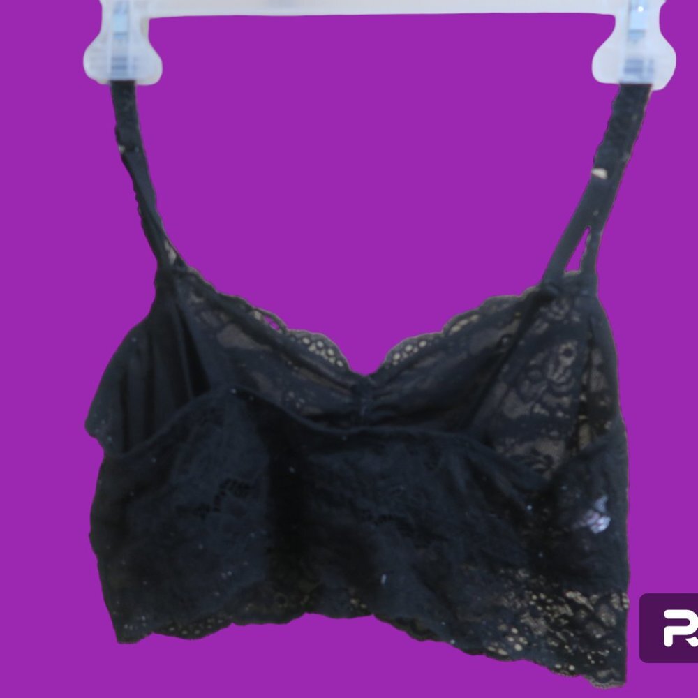 PINK Victoria's Secret lace bralette bra lacey in black size large .
